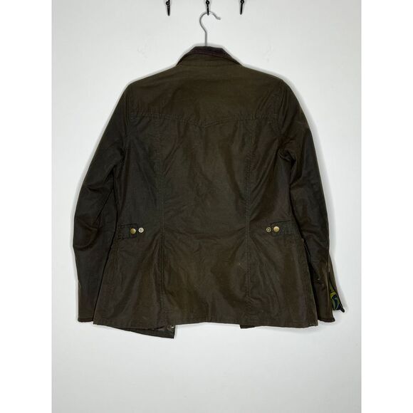 Barbour Morris & Co Utility Jacket Womens 8 Brown Waxed Quilted Army Grunge Barn - Picture 4 of 11
